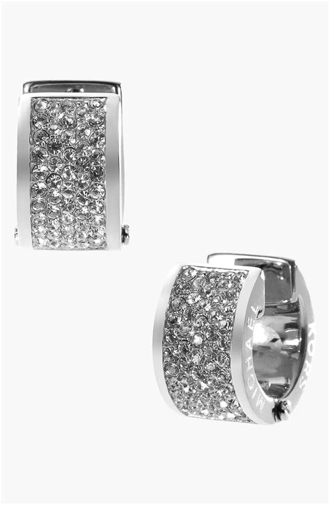 michael kors brilliance crystal hoop earrings|Michael Kors stud earrings silver.